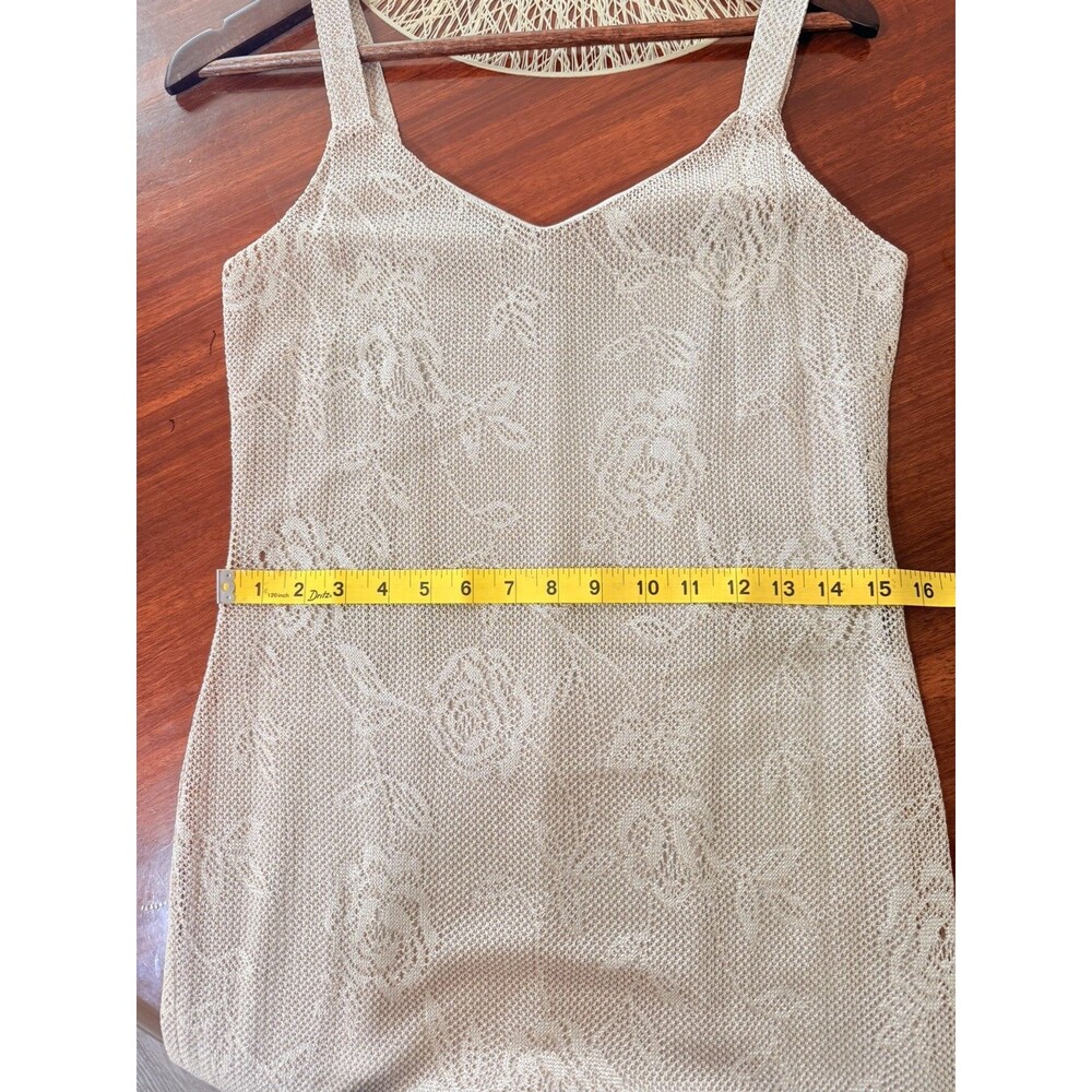 Vintage Spencer Alexis Gold Metallic Rose Lace Mermaid Midi Slip Dress Size S - Picture 7 of 10